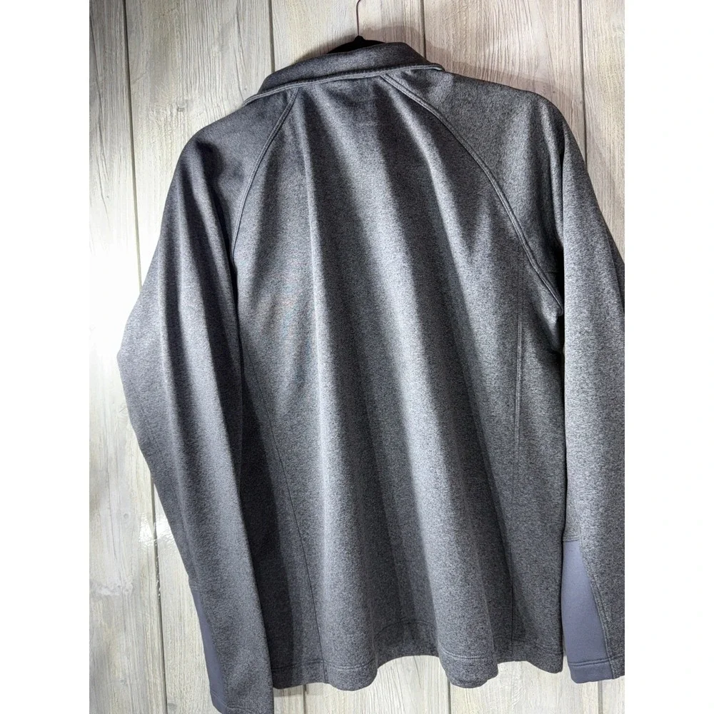 The North Face Mens Gray Orange Quarter Zip Fleece Pullover Jacket Size Large